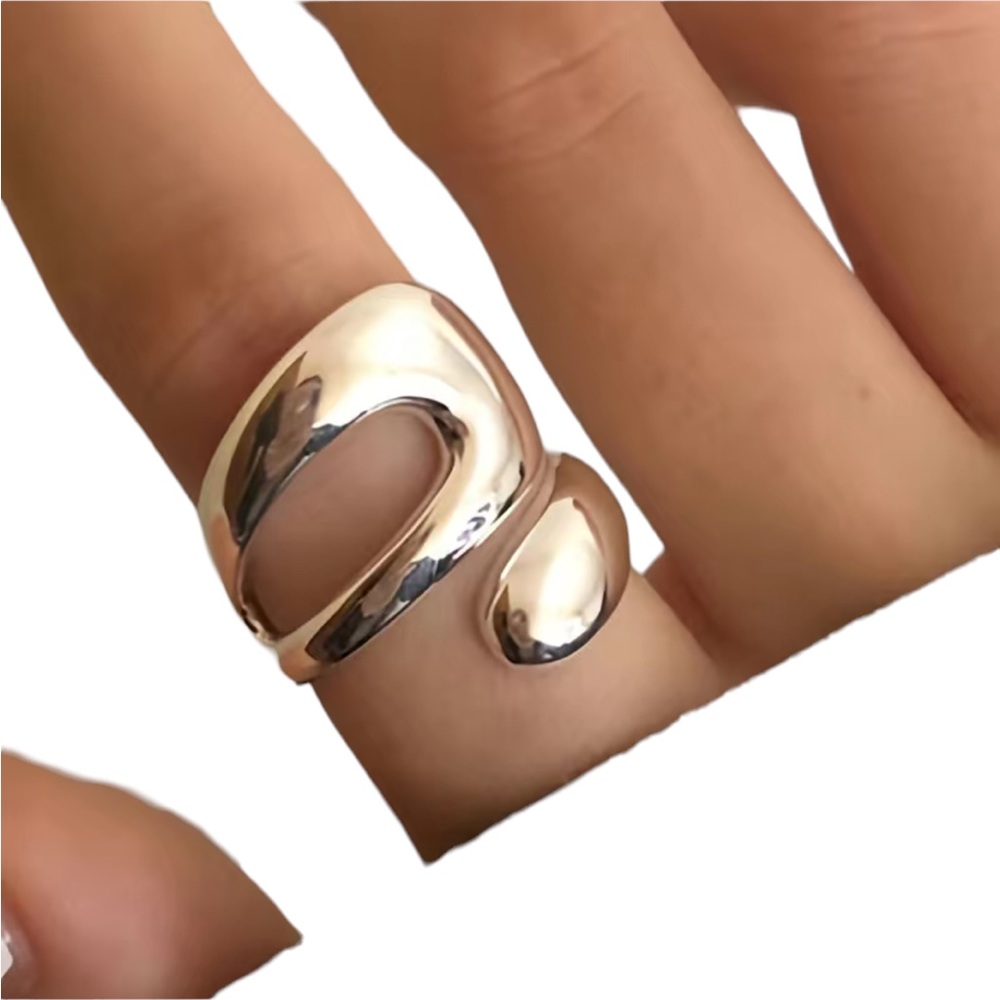 Modern Chic Silver Abstract Ring Set - image 4